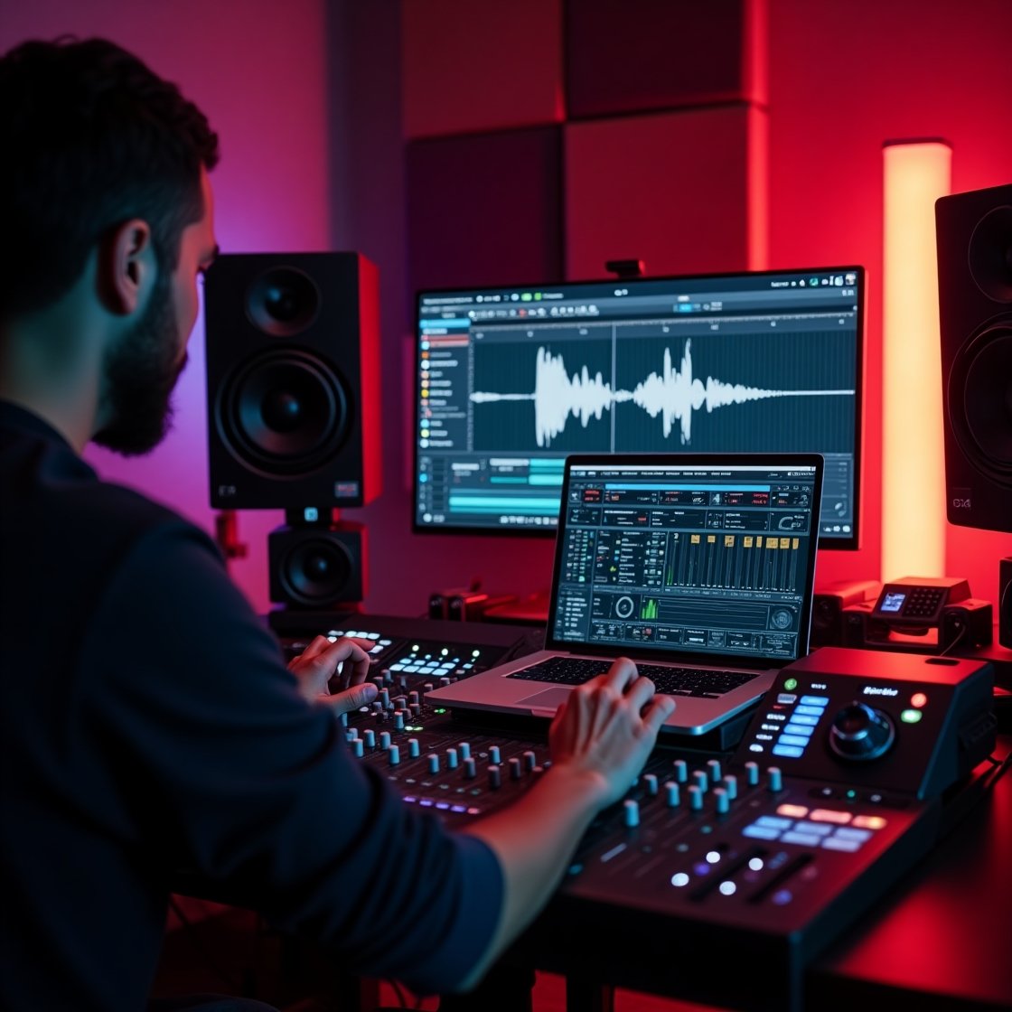 Graphic showing the roles of an audio engineer, including recording, mixing, mastering, and editing sound for music, film, and live events.